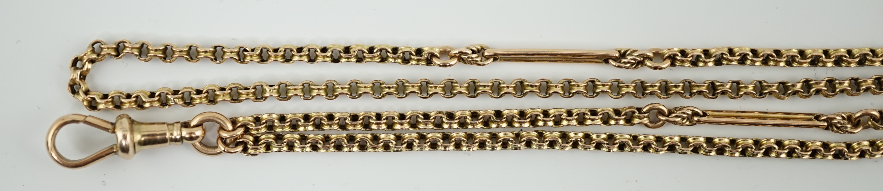 A 9ct gold guard chain